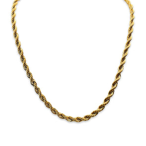 18k gold plated stainless steel rope chain necklace 5mm waterproof